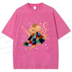 Unisex Rat Dancing Printed Washed Tee