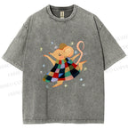Unisex Rat Dancing Printed Washed Tee