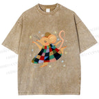 Unisex Rat Dancing Printed Washed Tee