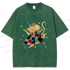Unisex Rat Dancing Printed Washed Tee