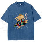 Unisex Rat Dancing Printed Washed Tee