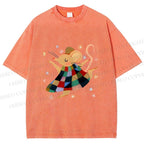 Unisex Rat Dancing Printed Washed Tee