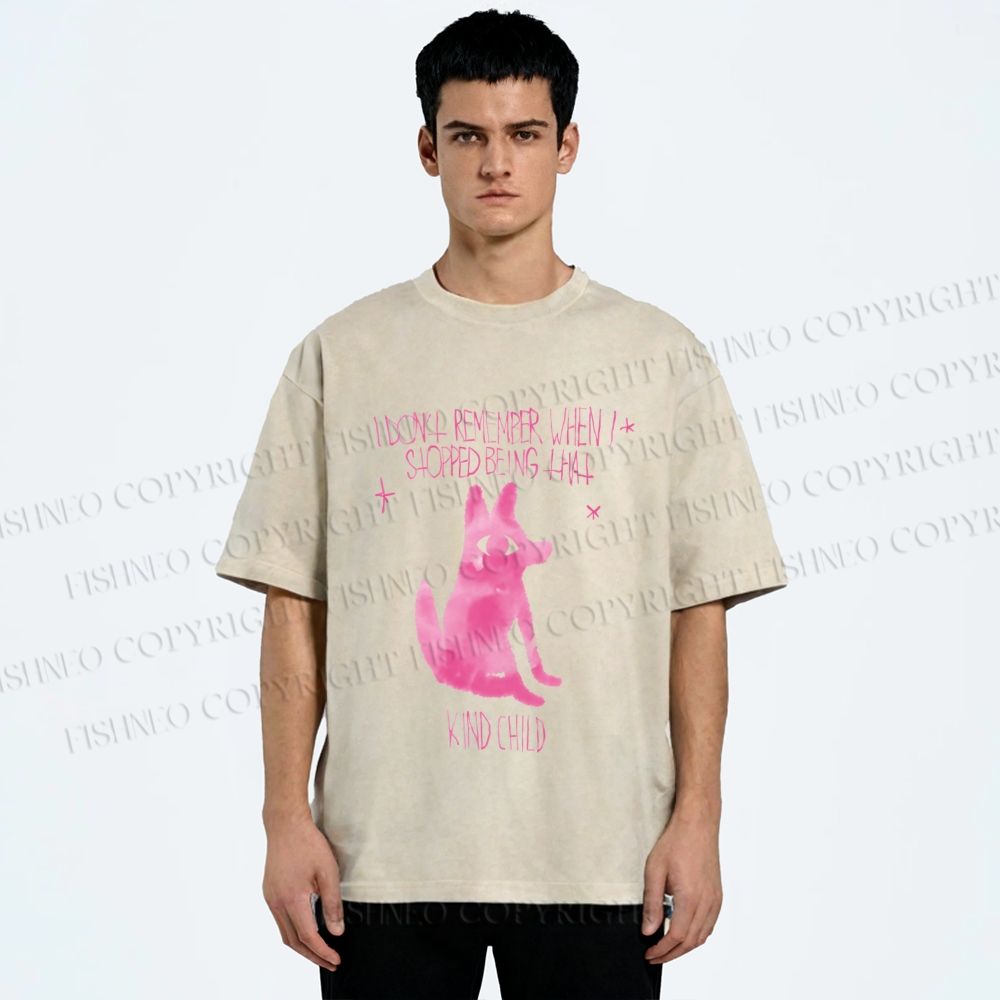 Unisex Stop Being That Kind Child Wolf Printed Washed Tee