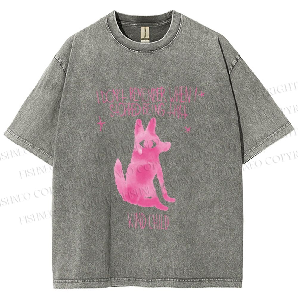 Unisex Stop Being That Kind Child Wolf Printed Washed Tee