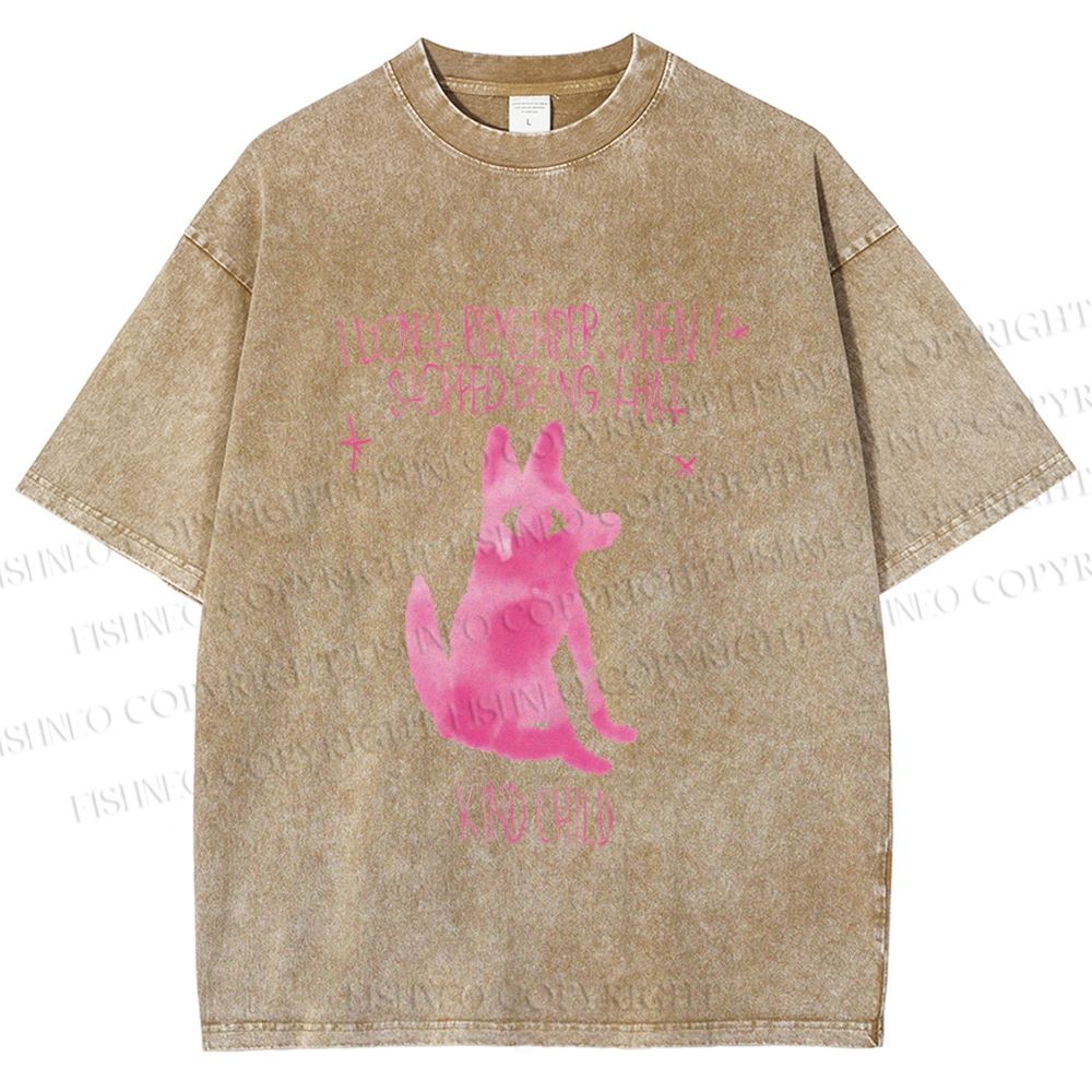 Unisex Stop Being That Kind Child Wolf Printed Washed Tee