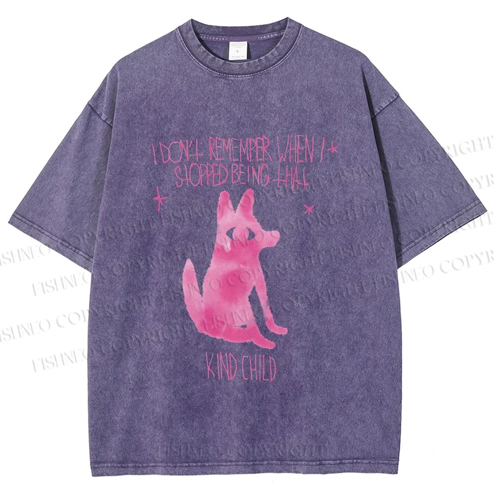 Unisex Stop Being That Kind Child Wolf Printed Washed Tee