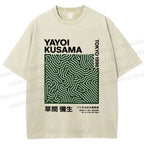 Unisex Yayoi Kusama Green Line Printed Washed Tee