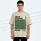 Unisex Yayoi Kusama Green Line Printed Washed Tee