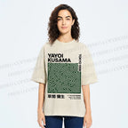 Unisex Yayoi Kusama Green Line Printed Washed Tee