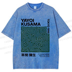 Unisex Yayoi Kusama Green Line Printed Washed Tee