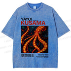 Unisex Yayoi Kusama Octopus Printed Washed Tee
