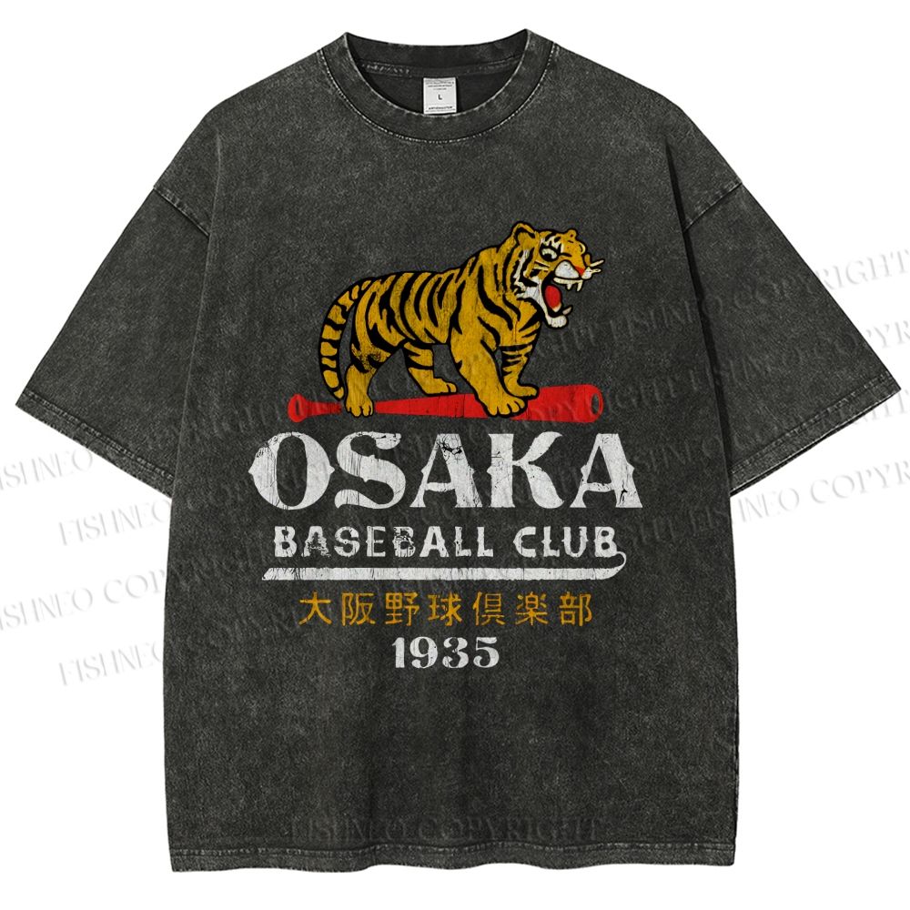 Unisex Osaka Tigers Vintage Printed Washed Tee