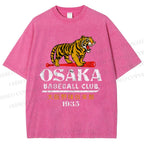 Unisex Osaka Tigers Vintage Printed Washed Tee