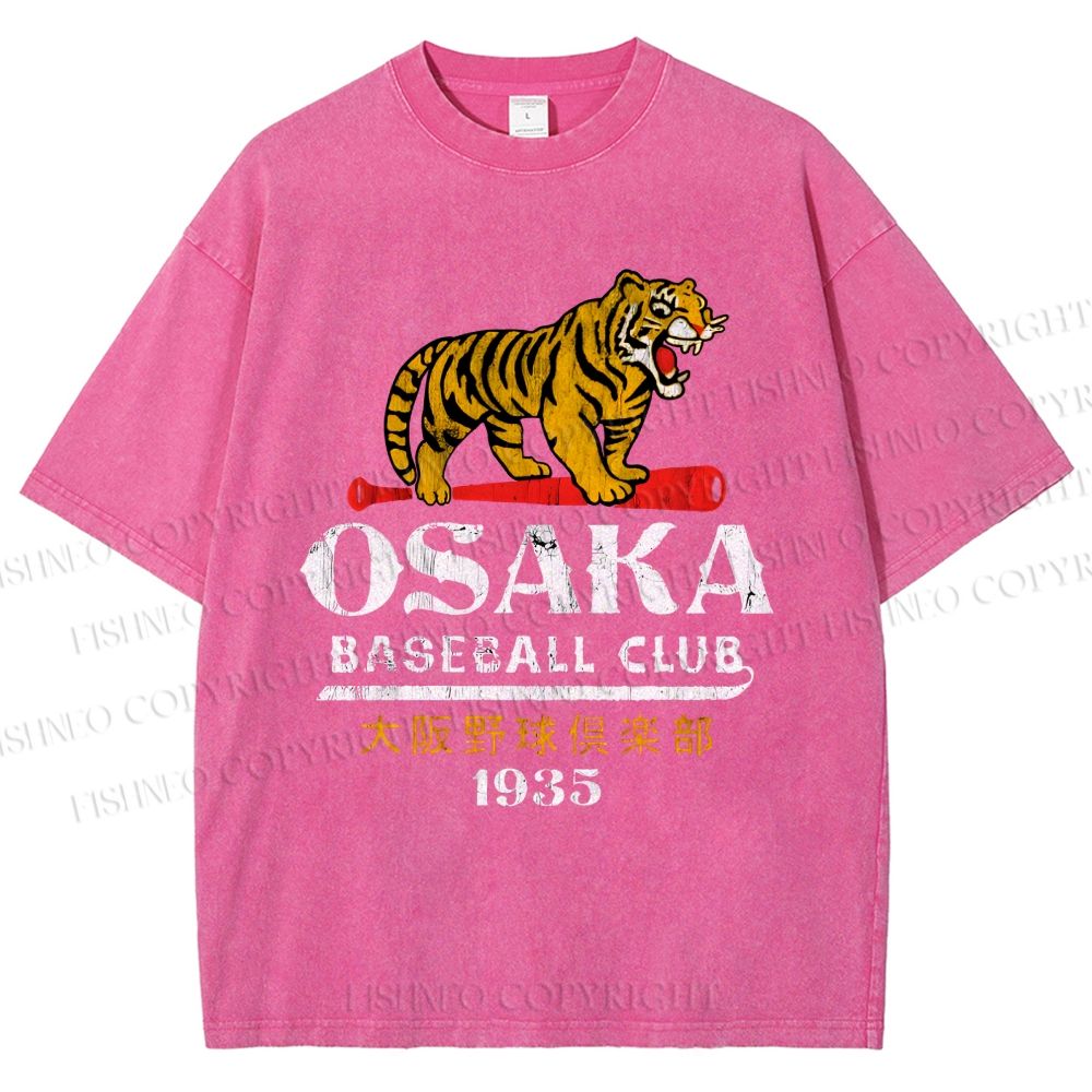 Unisex Osaka Tigers Vintage Printed Washed Tee