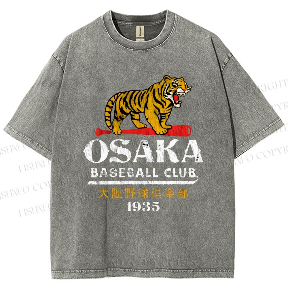 Unisex Osaka Tigers Vintage Printed Washed Tee