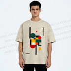 Unisex Bauhaus Geometry Printed Washed Tee