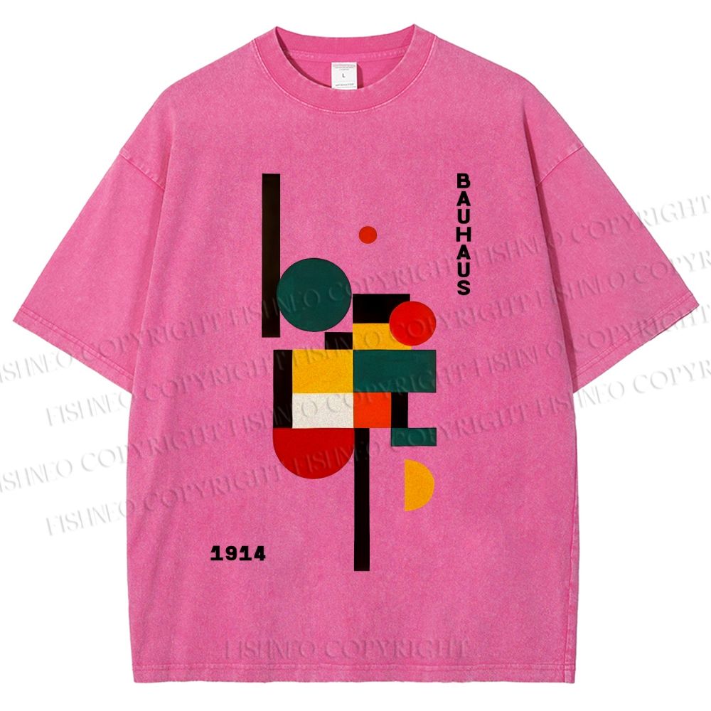 Unisex Bauhaus Geometry Printed Washed Tee