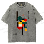 Unisex Bauhaus Geometry Printed Washed Tee