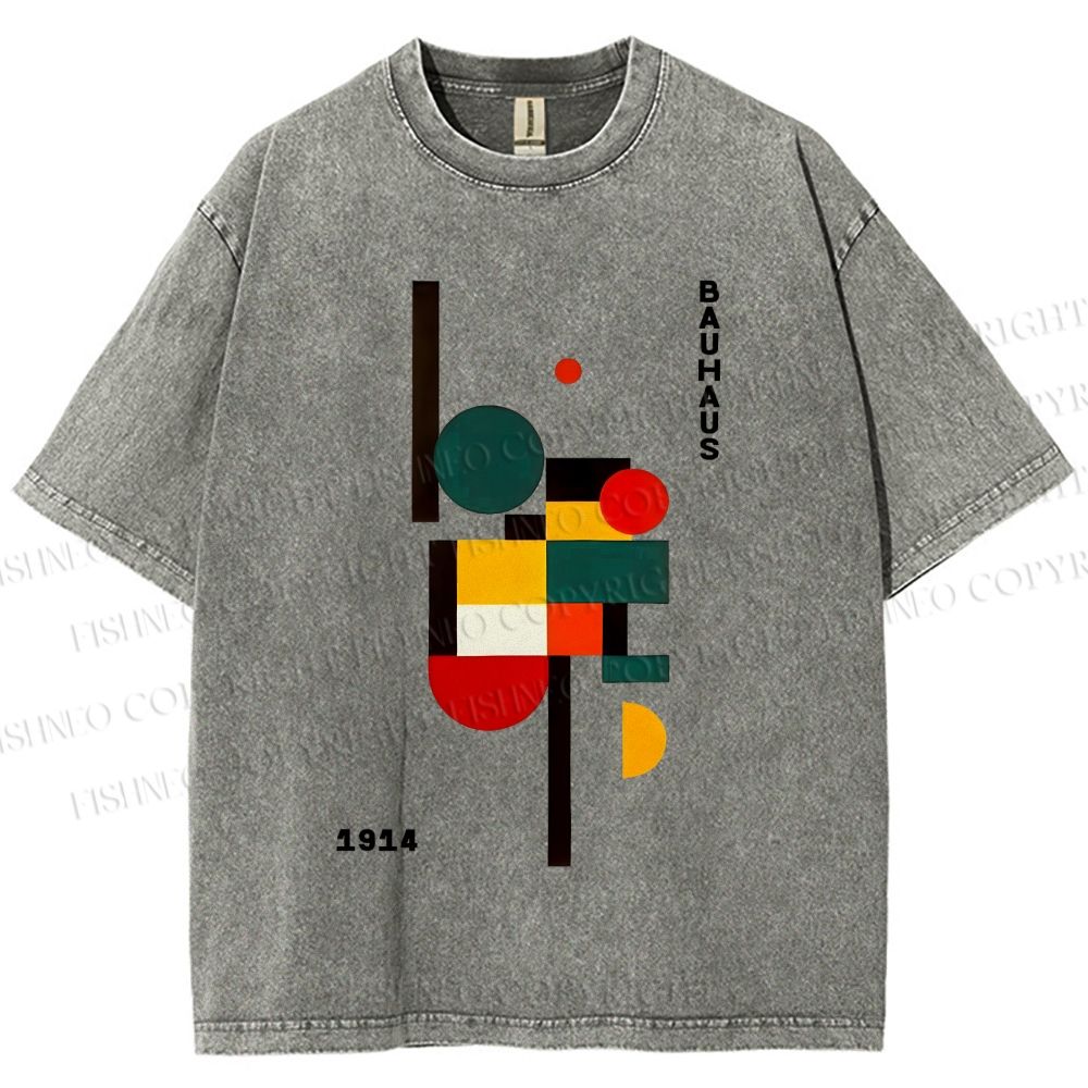 Unisex Bauhaus Geometry Printed Washed Tee