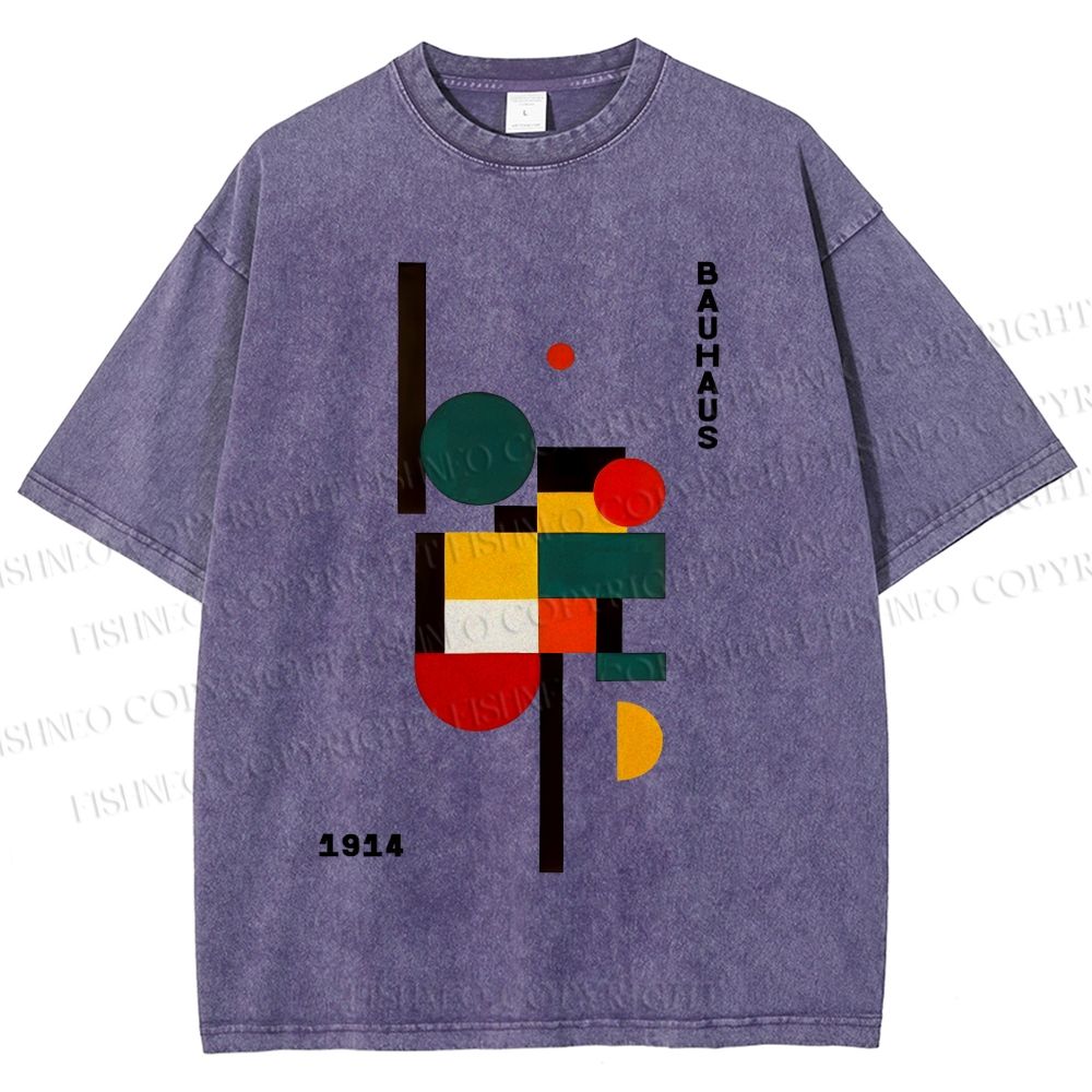 Unisex Bauhaus Geometry Printed Washed Tee