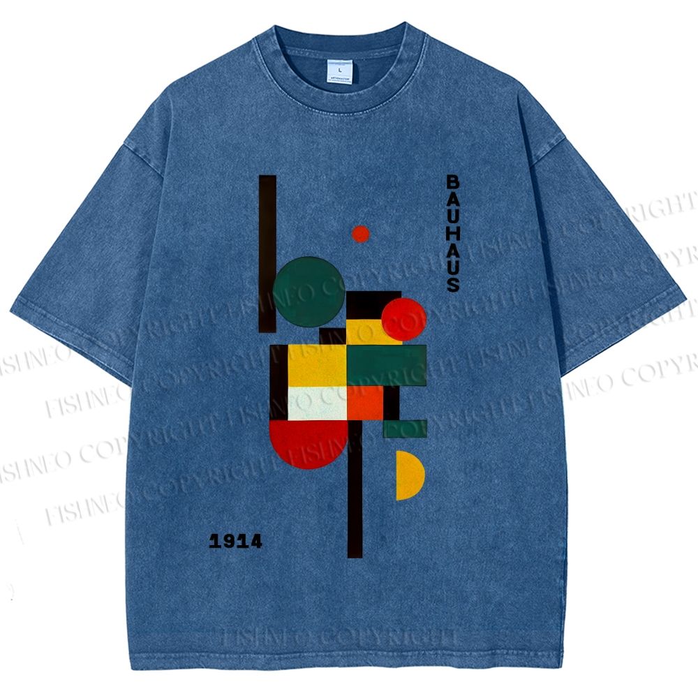 Unisex Bauhaus Geometry Printed Washed Tee
