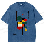 Unisex Bauhaus Geometry Printed Washed Tee