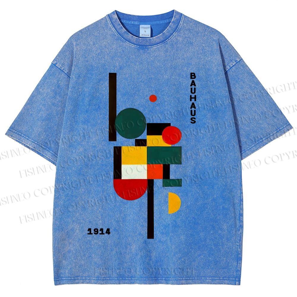 Unisex Bauhaus Geometry Printed Washed Tee