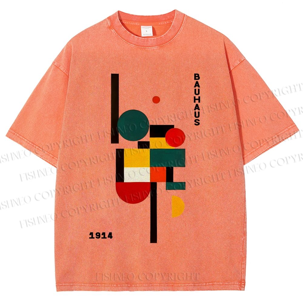 Unisex Bauhaus Geometry Printed Washed Tee