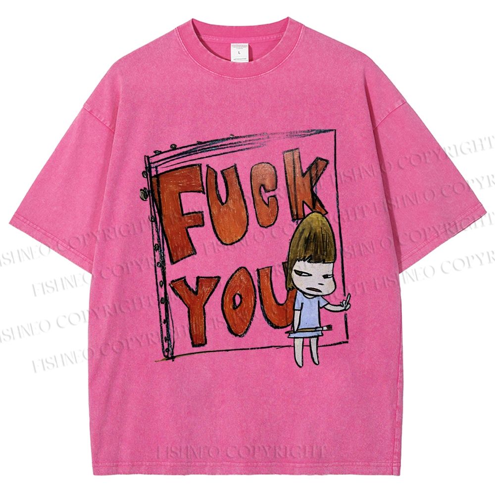 Unisex Fuck You Yoshitomo Nara Printed Washed Tee