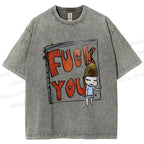Unisex Fuck You Yoshitomo Nara Printed Washed Tee