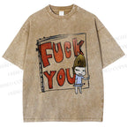 Unisex Fuck You Yoshitomo Nara Printed Washed Tee