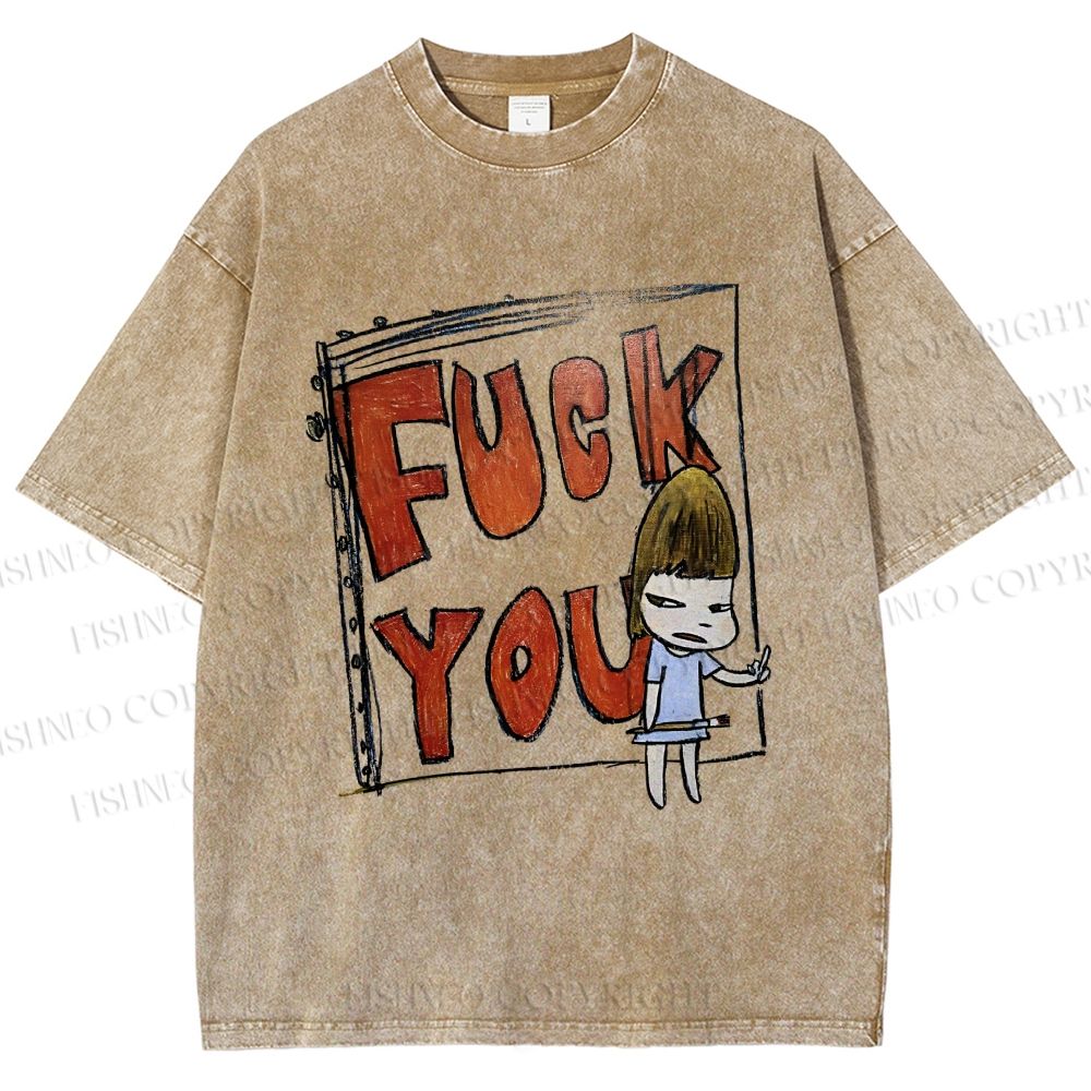 Unisex Fuck You Yoshitomo Nara Printed Washed Tee