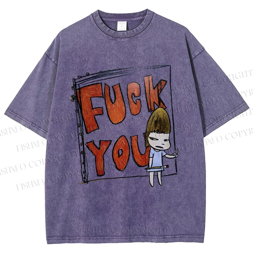Unisex Fuck You Yoshitomo Nara Printed Washed Tee