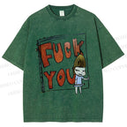 Unisex Fuck You Yoshitomo Nara Printed Washed Tee