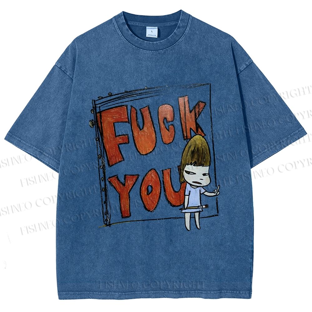 Unisex Fuck You Yoshitomo Nara Printed Washed Tee