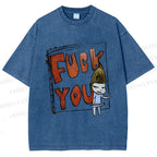 Unisex Fuck You Yoshitomo Nara Printed Washed Tee