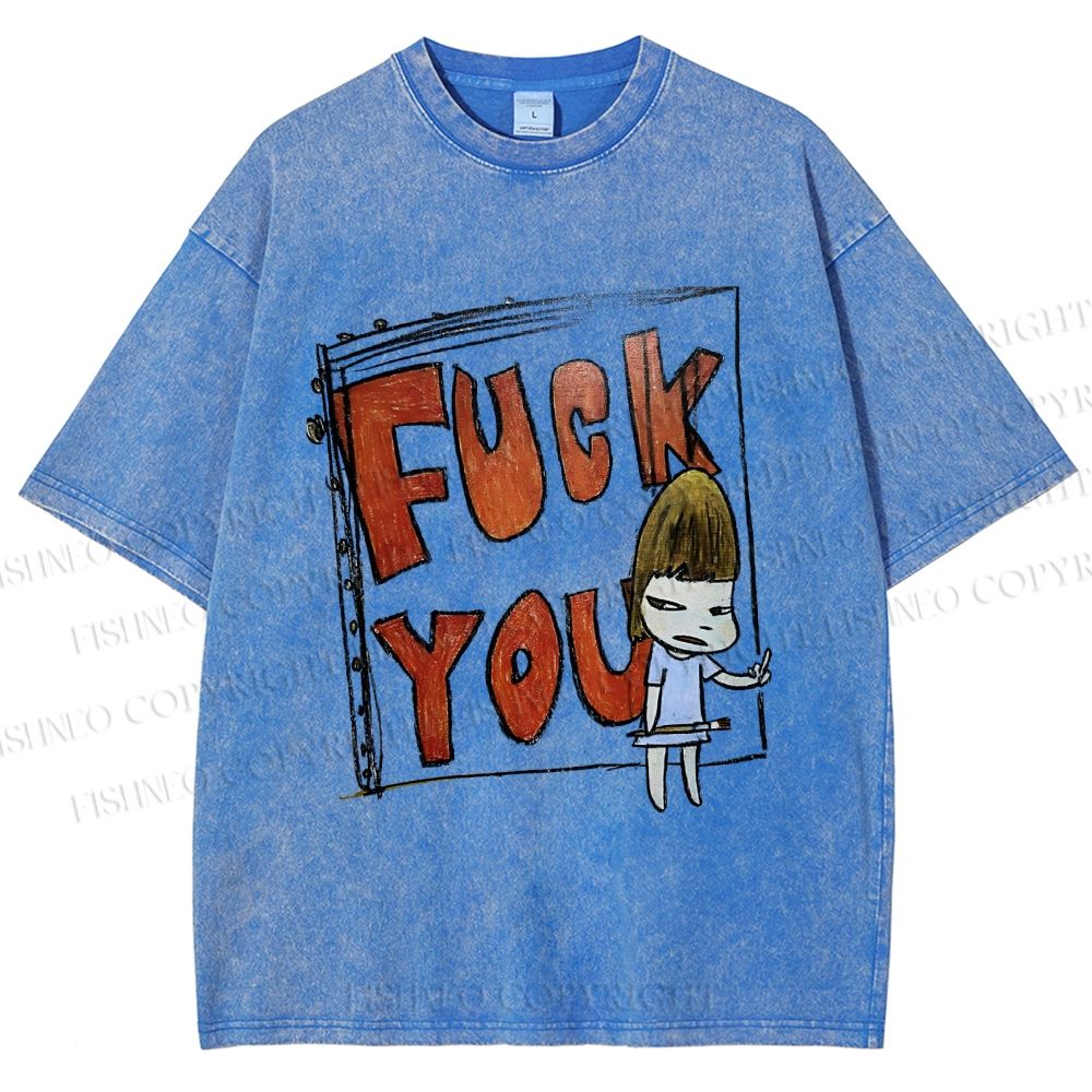 Unisex Fuck You Yoshitomo Nara Printed Washed Tee