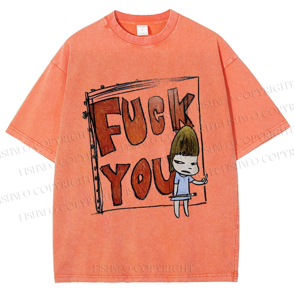 Unisex Fuck You Yoshitomo Nara Printed Washed Tee
