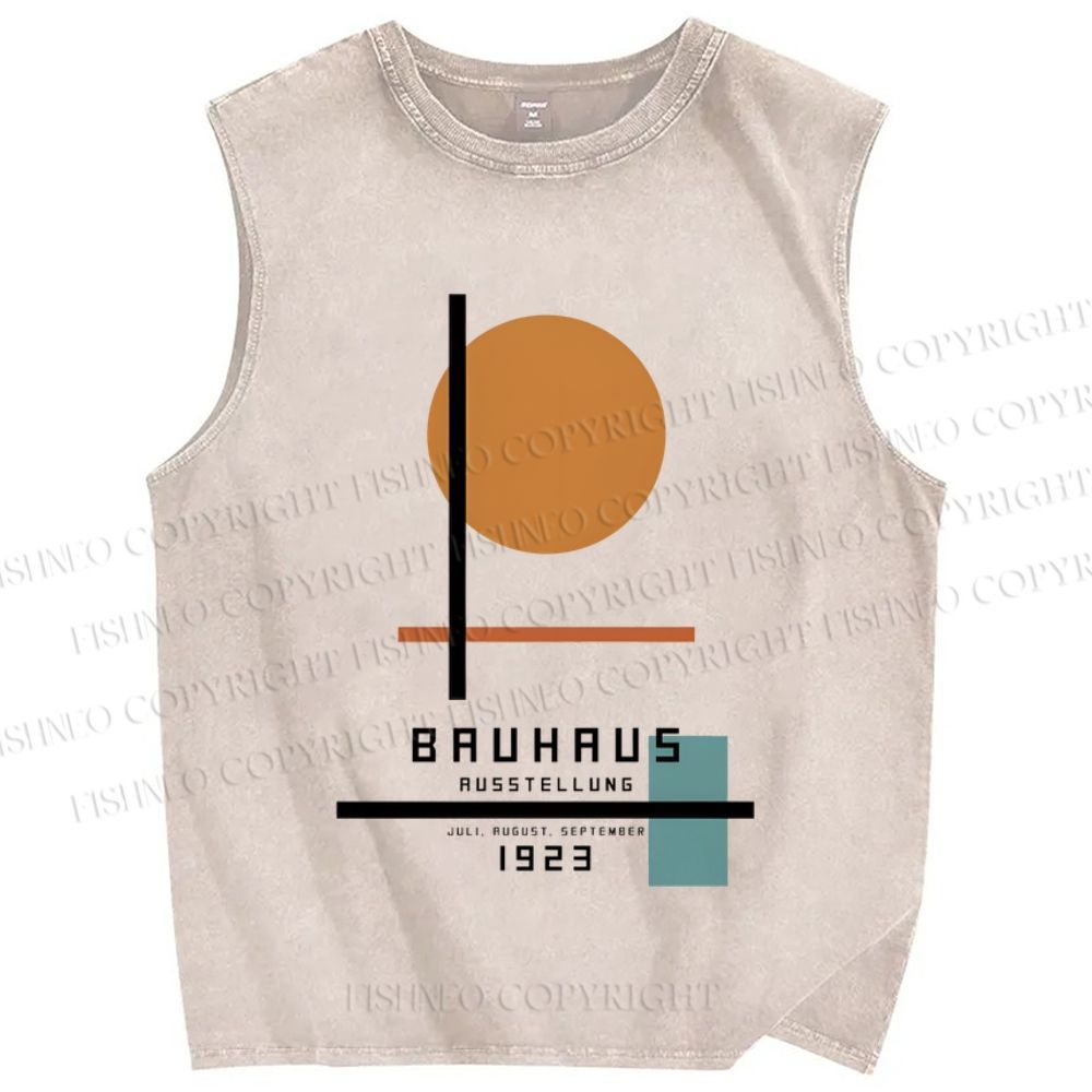 Unisex Bauhaus Geometry Printed Washed Tank Top