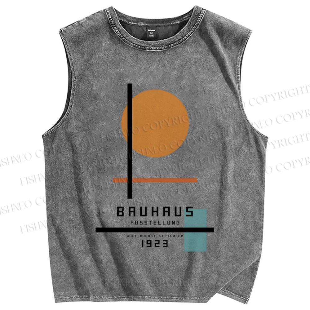 Unisex Bauhaus Geometry Printed Washed Tank Top