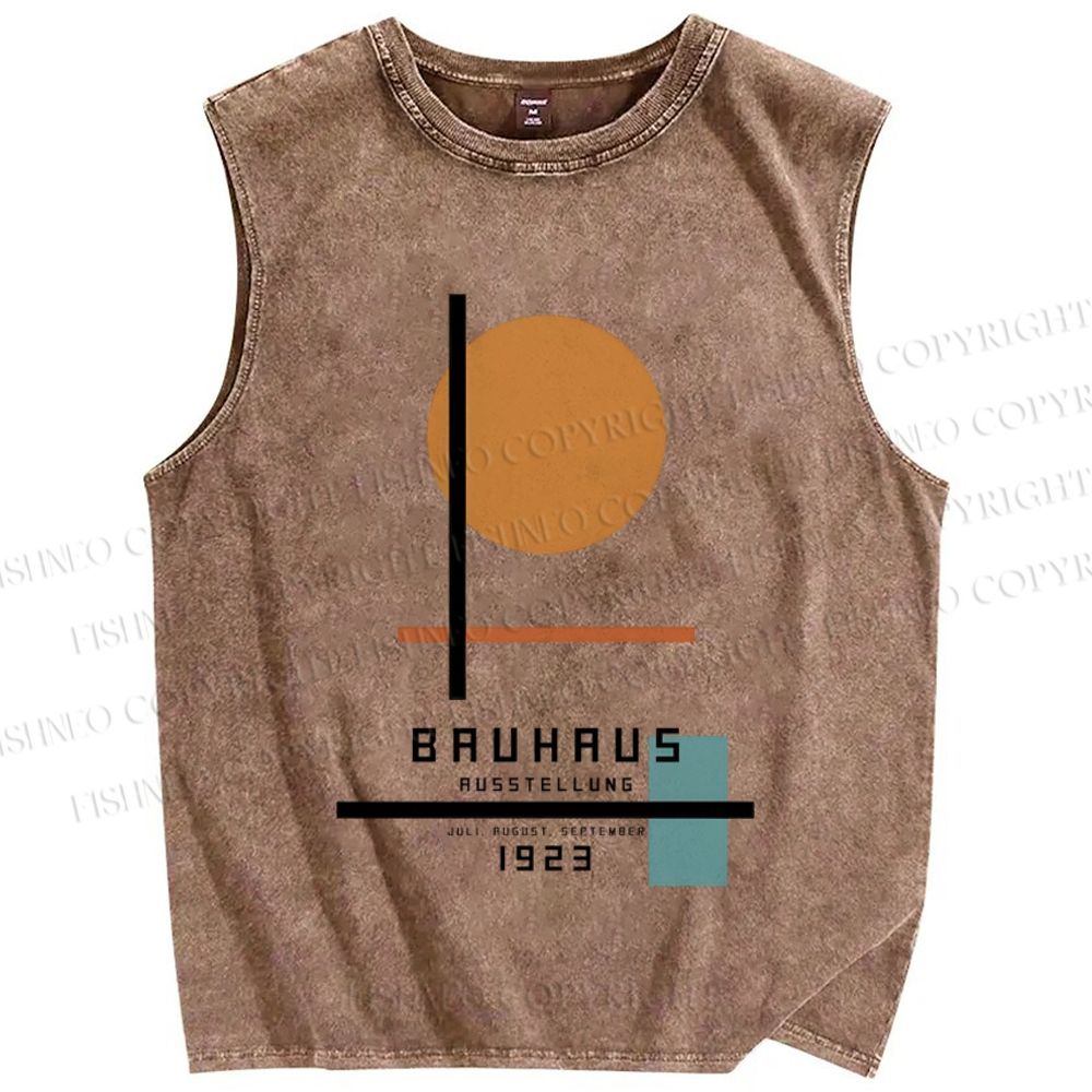 Unisex Bauhaus Geometry Printed Washed Tank Top
