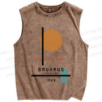 Unisex Bauhaus Geometry Printed Washed Tank Top