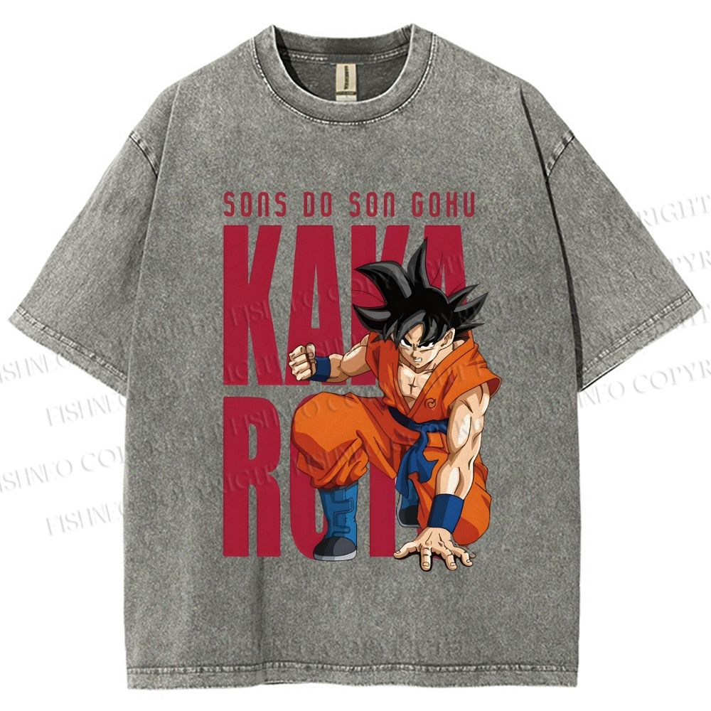 Unisex Son Goku Printed Washed Tee