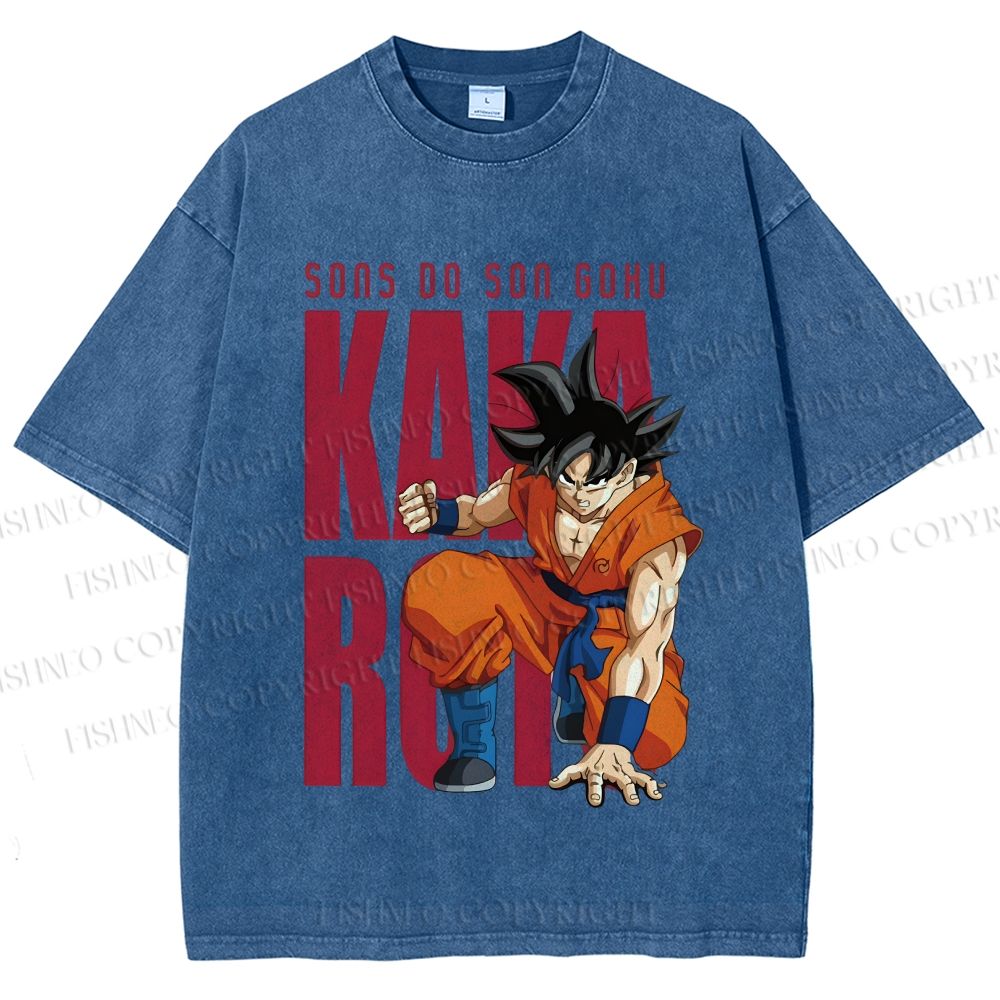 Unisex Son Goku Printed Washed Tee