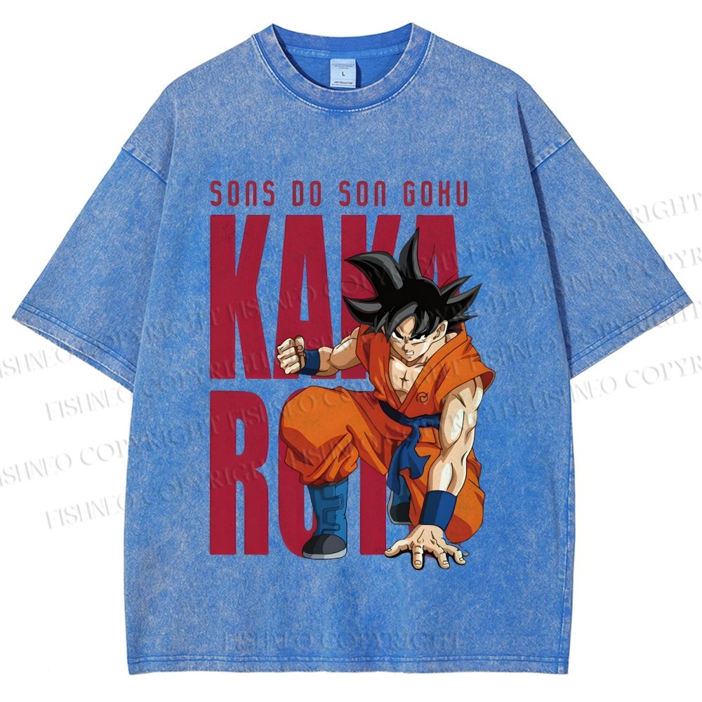 Unisex Son Goku Printed Washed Tee