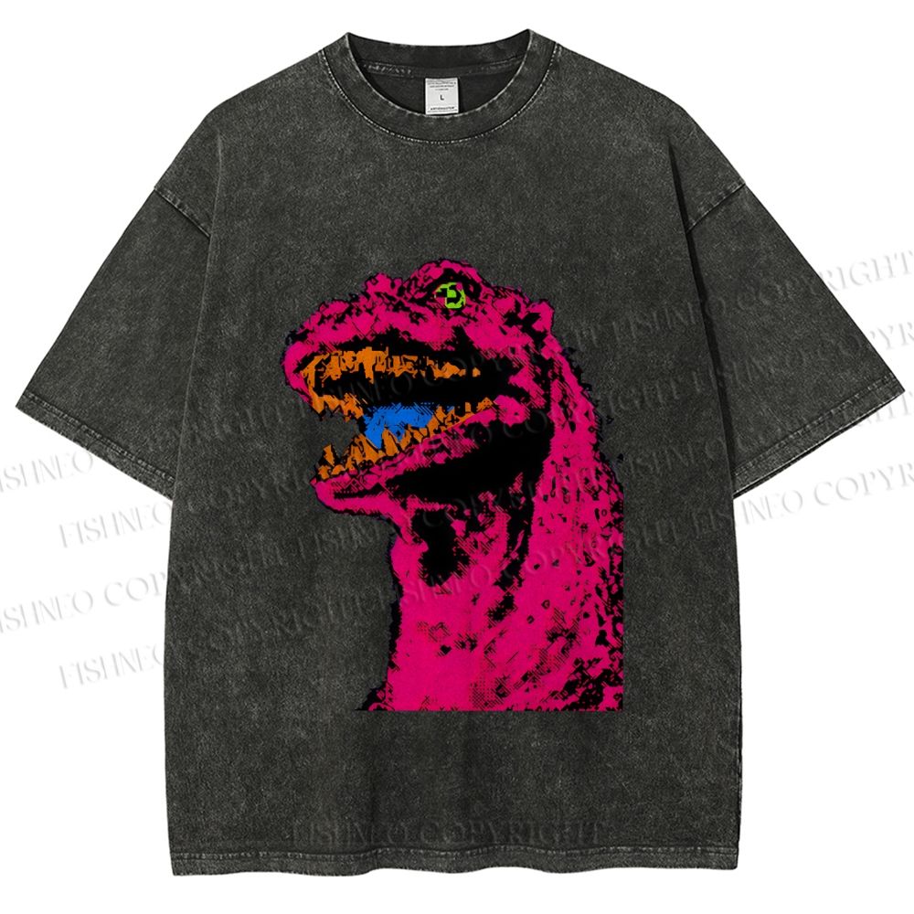 Unisex Neon Roar Vintage Printed Washed Tee