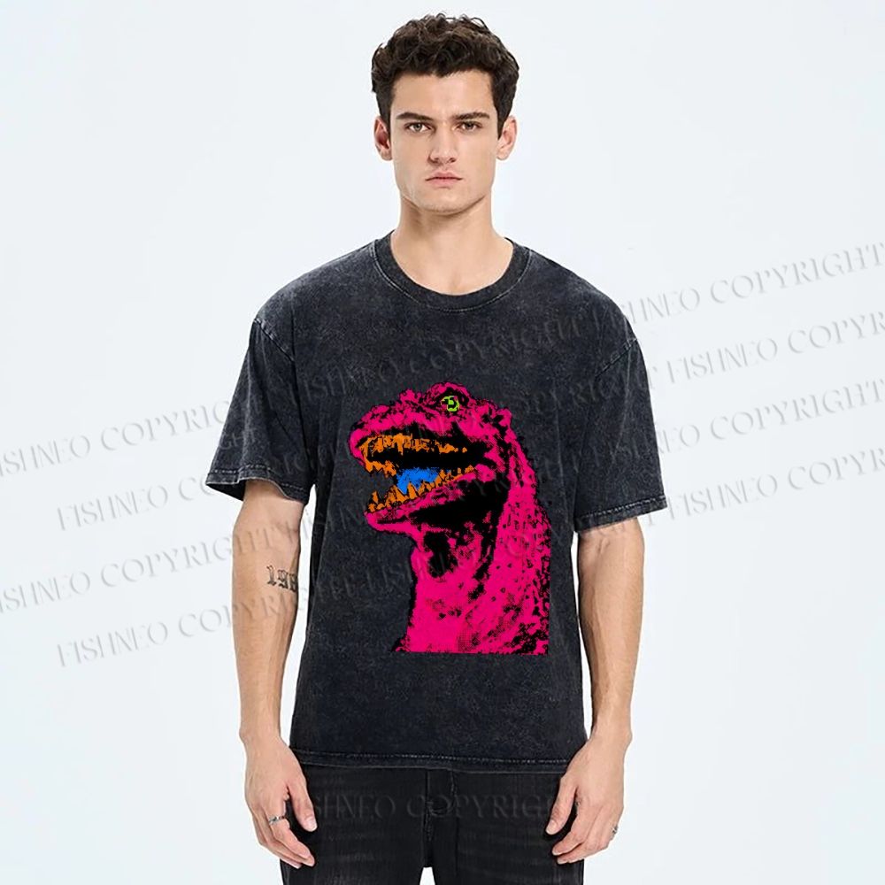 Unisex Neon Roar Vintage Printed Washed Tee