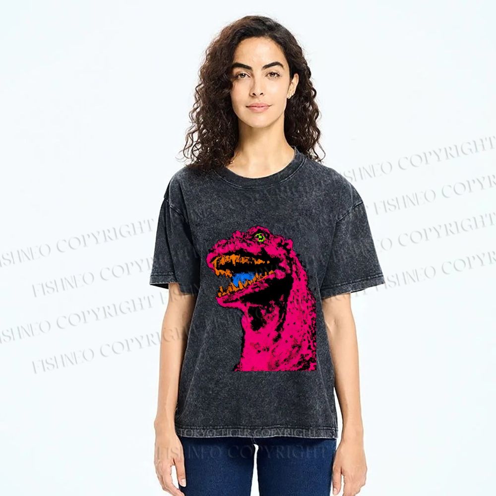 Unisex Neon Roar Vintage Printed Washed Tee