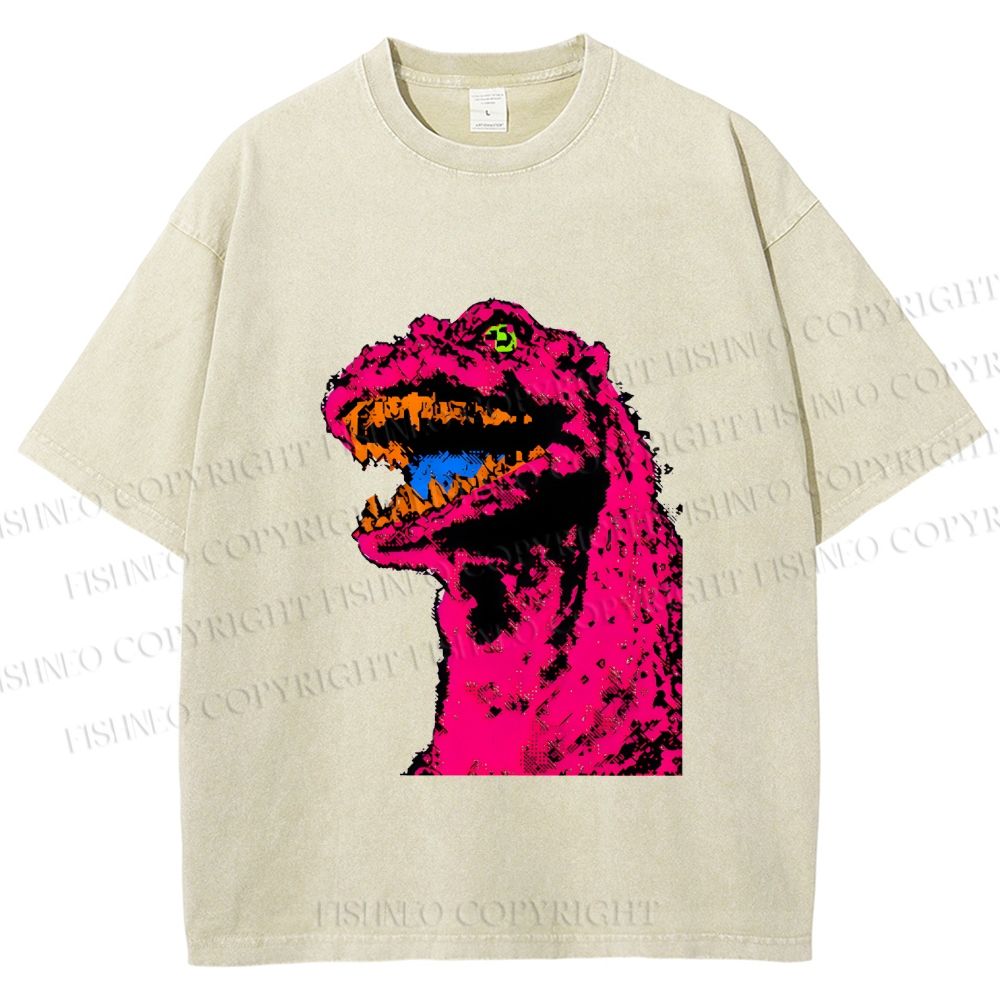 Unisex Neon Roar Vintage Printed Washed Tee