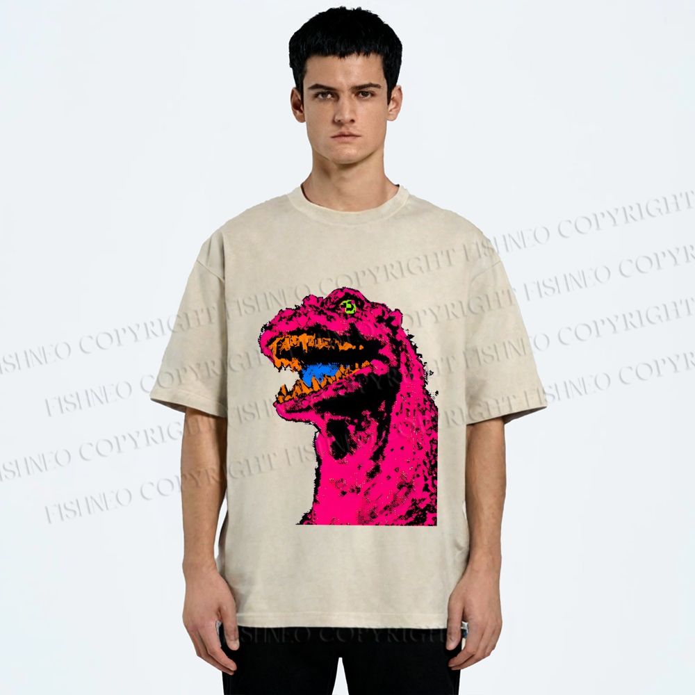 Unisex Neon Roar Vintage Printed Washed Tee